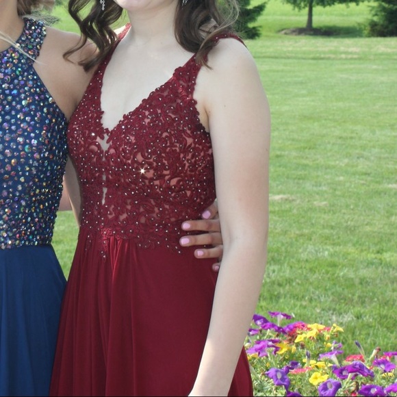 Burgundy Prom Dress - Picture 3 of 5